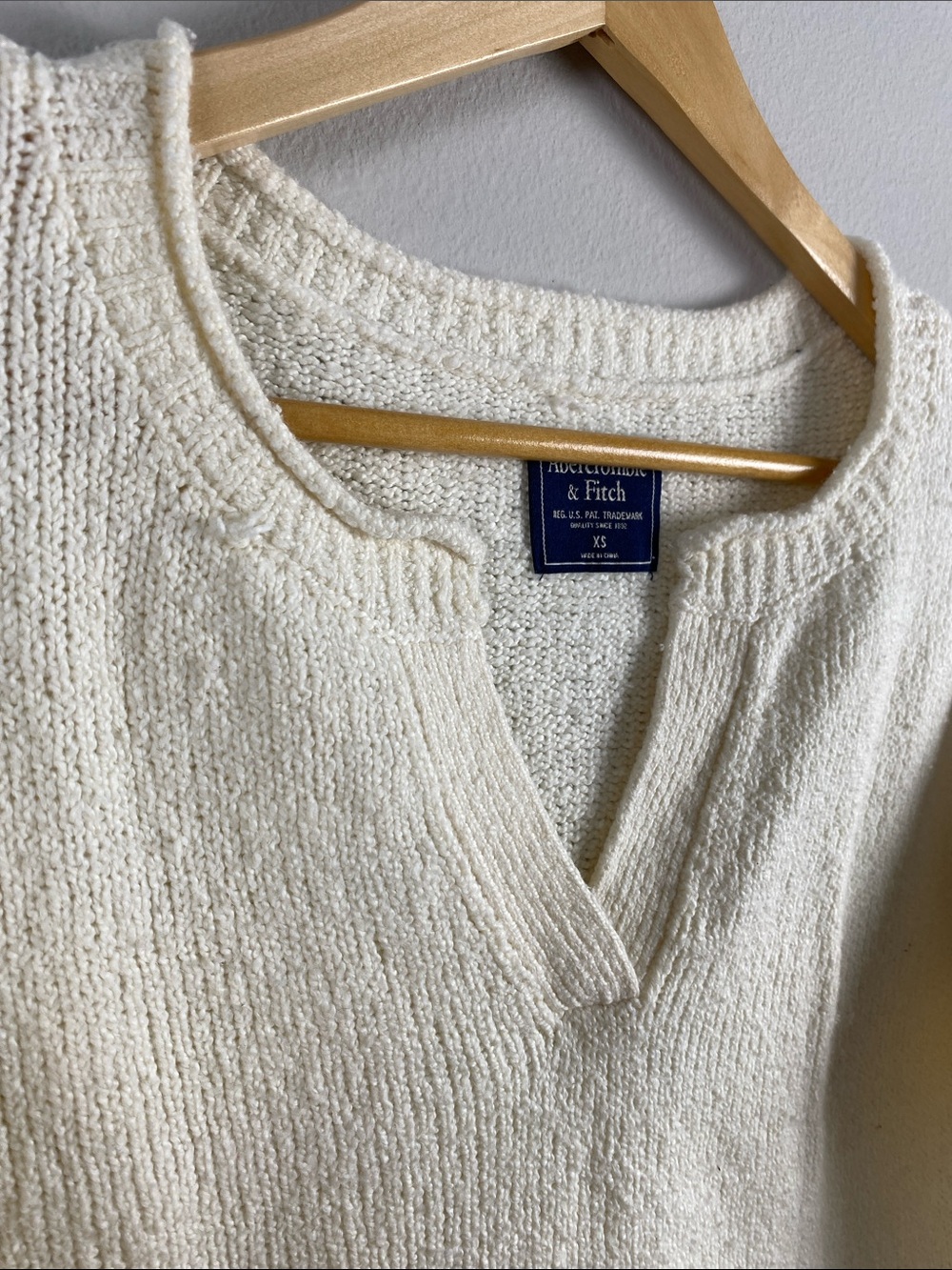 Abercrombie & Fitch Open Collar Roll Hem Long Sleeve Drop Shoulder Sweater - Picture 8 of 16